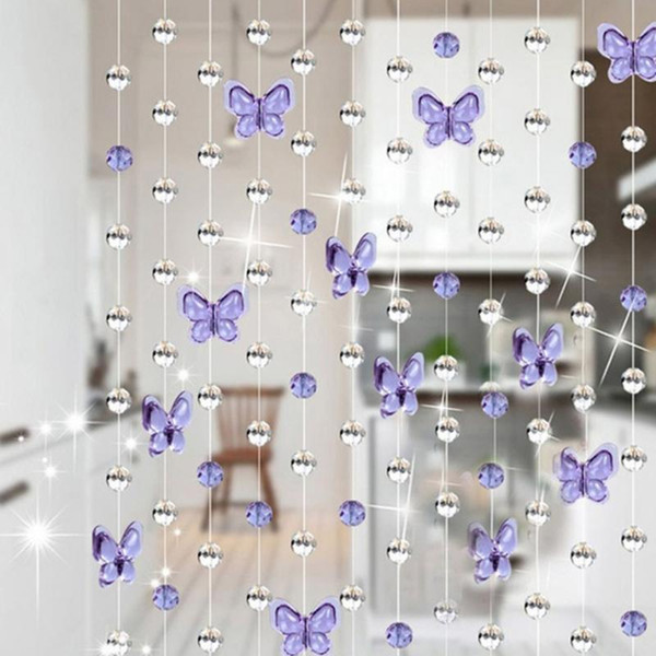 Elegant Waterdrop Butterfly Design Home Crystal Glass Curtain Window Curtain Romantic Wedding Decor Living Room 1M