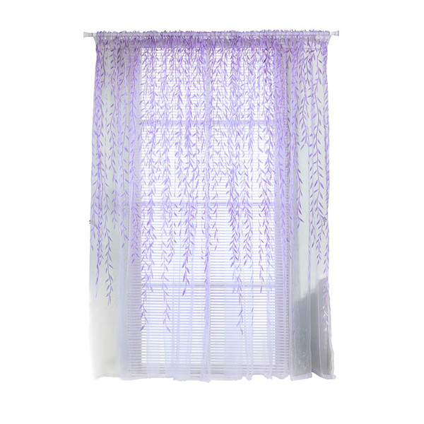 Shade Window Drape Valances Curtain Transparent Tulle Window Sheer Screen For Balcony Bedroom 100X200CM (Purple)