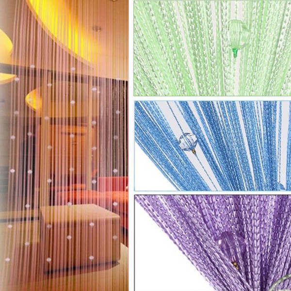 Wholesale- 1*2m Household Door Curtain Strings Crystal Bead Fringe Curtain String Romantic Living Room Bedroom Window Decoration