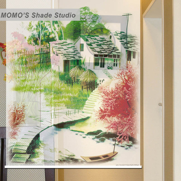 MOMO Roller Blinds Painting Window Blinds Shades Blackout Zebra Fabric Roller Shutter Curtains Custom Size, Alice 531