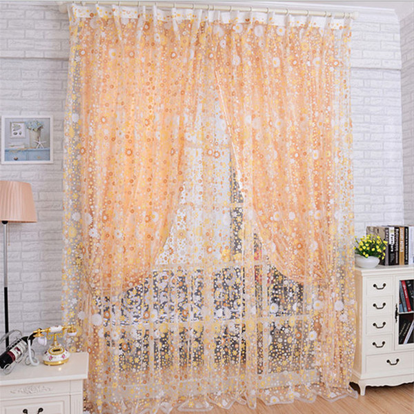 2017 Fashion Curtain Print Floral Voile Door Sheer Window Curtains Room Curtain Divider 100X200CM 523