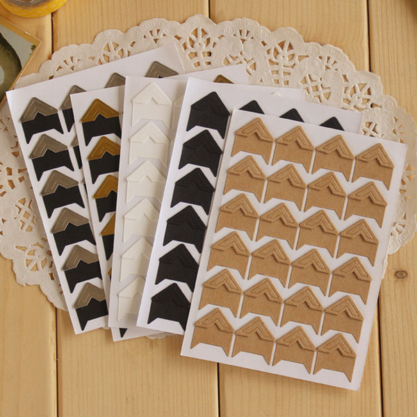 24 Pcs/lot DIY Vintage Corner kraft Paper Stickers for Photo Albums Frame Decoration Scrapbooking Free shipping