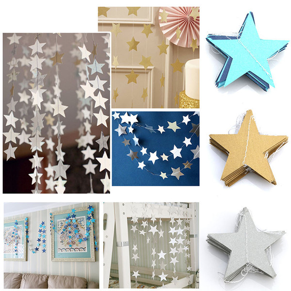 4m Star Paper Garland Banner Bunting Drop Baby Shower Wedding Christmas Decoration Household Hanging Drop