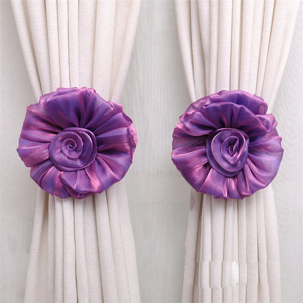 roller blinds 1Pair Rose Flower Window Curtain Tieback Buckle Clamp Hook Fastener decor x230412