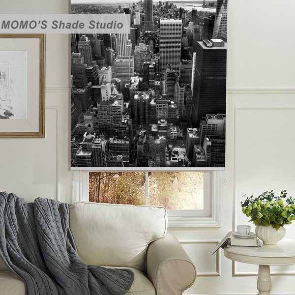 MOMO Thermal Insulated Blackout Fabric Custom Painting Window Curtains Roller Shades Blinds,PRB set455-460