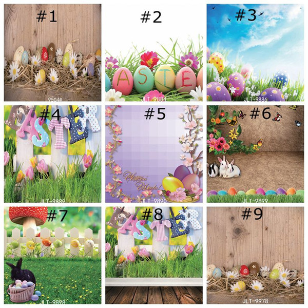 Happy Easter Photography Backdrops Natural Grass Green Flowers Photo Studio Background for Children Spring Backdrop Home Decor Wallpapers