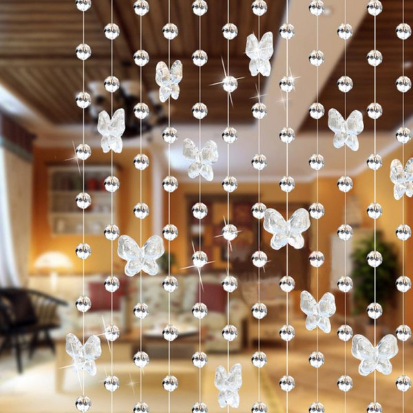 100cm Butterfly Waterdrop Crystal bead curtain Indoor home decor renovation Christmas fashion wedding decoration curtains