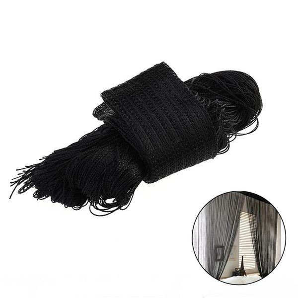 Rod Type Window Door Room Divider Line String Thread Curtain Tassel Valance for Room Doorway Party Decoration (Black)