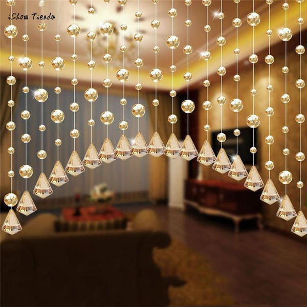 ISHOWTIENDA 1M Luxury Glass Beads Door String Tassel Curtain Wedding Divider Panel Room Decor For Living Kids Rooms