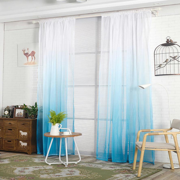 Modern Curtains Gradient color Home Window Decoration Sheer Voile Treatment Panels Door Drape Floral curtains for Living Room