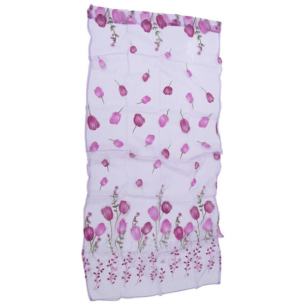 Practical Boutique Tulip Flower tulle bottom Curtain Purple