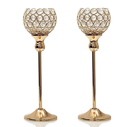 Pair Crystal Vintage Candle Tealight Holdes Metal Glass Candlesticks Wedding Party Home Decoration Dinning Table Centerpieces Candelabra