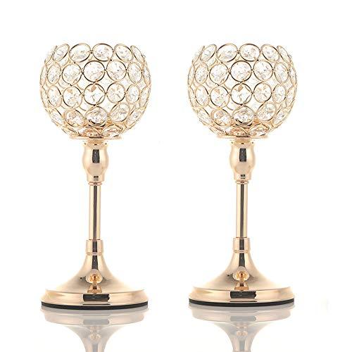 Crystal Vintage Candle Tealight Holders Stand Metal Glass Candlesticks for Wedding Table Centerpieces Birthday Home Decoration Mother's Gift