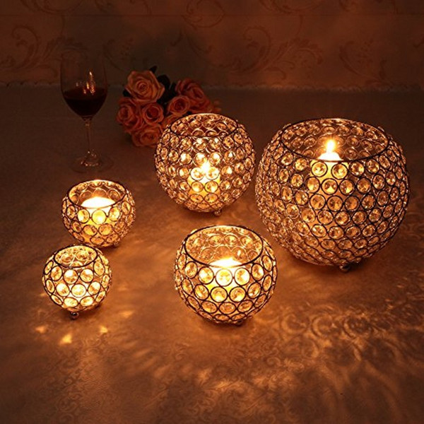 Crystal Tealight Candle Lantern Bowl Holders Mumluk for Wedding Party Home Christmas New Year Decoration Dinning Table Centerpieces