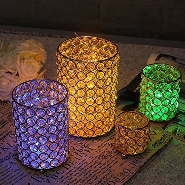 4 Sizes Cylinder Glass Tealight Candle Holders Metal Cup Crystal Stand Vases for Home Holiday Wedding Party Decoration Centerpieces