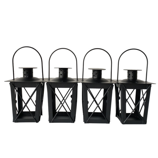 Free shipping Cheap classical small Metal candle holder Small Iron lantern Black Color small wedding lantern