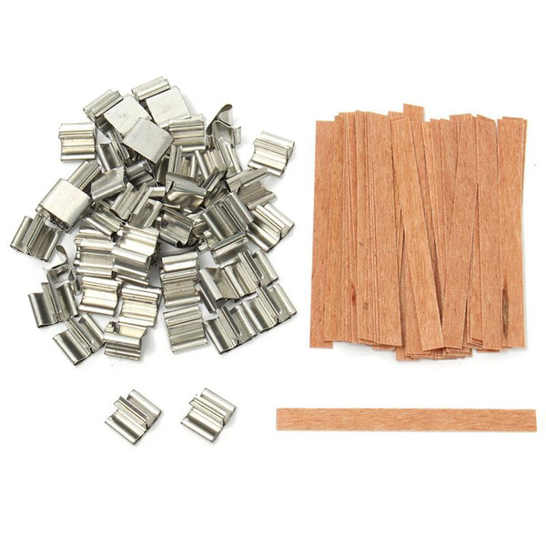 50Pcs/lot 6mm 8mm 12.5mm 13mm Wooden Candles Wick with Sustainer Tab Candle Wick Core for Candle Making Supply Soy Parffin Wax