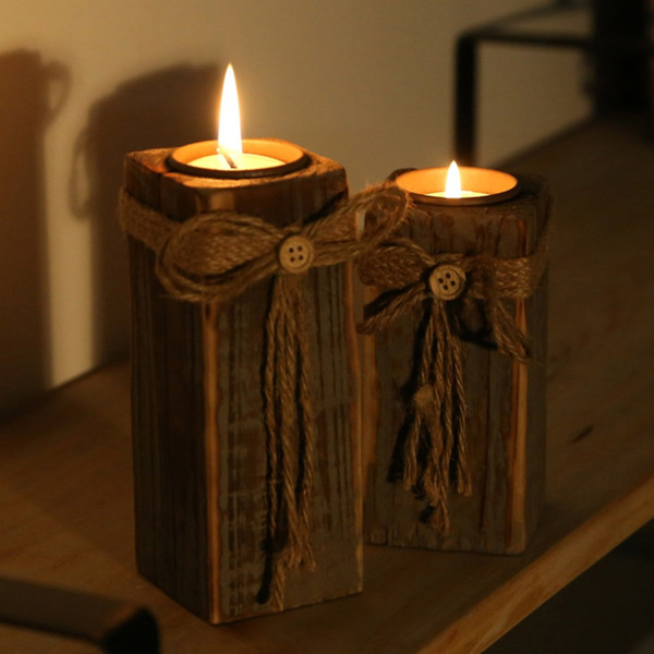 1Pc New Retro Wooden Candle Holder On Trend Home Decorate Candlesticks Gifts