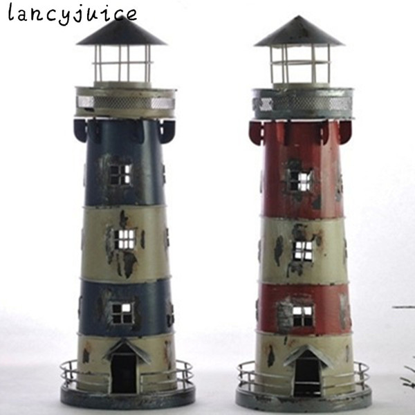 Retro Lighthouse Candlestick Mediterranean Candle Holders Style Wrought Iron Creative Nostalgicbar Home Decoration