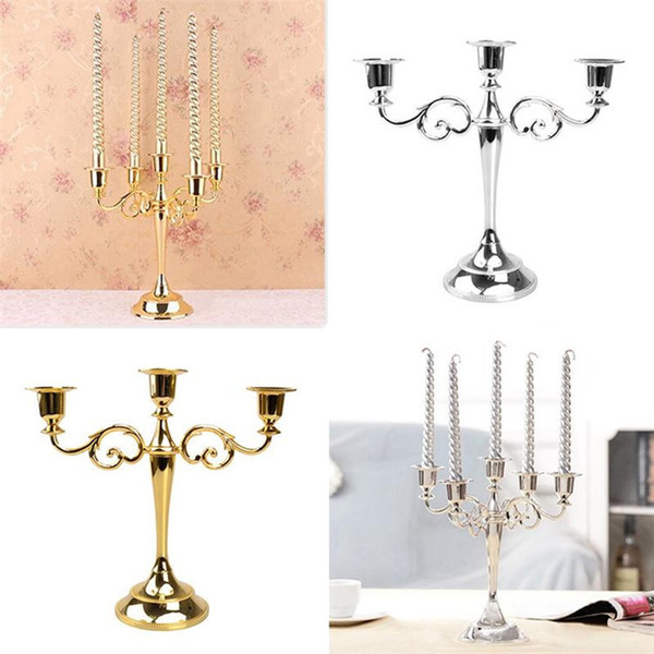 Metal Candle Holders 5-arms 3-arms Candle Stand Wedding Decoration Candelabra Centerpiece Candlestick Decor Crafts Silver/Gold