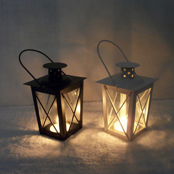 wholesale Black/White Metal candle holders Iron lantern wedding decoration centerpieces moroccan lanterns candle lantern free shipping