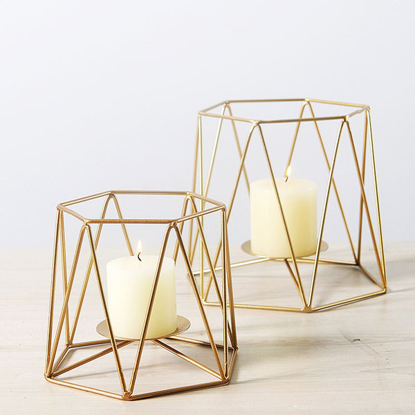 Geometric Metal Candle Holder Modern Gold Iron Candle Stand Nordic Simplicity Home Decor for Wedding Dining Events