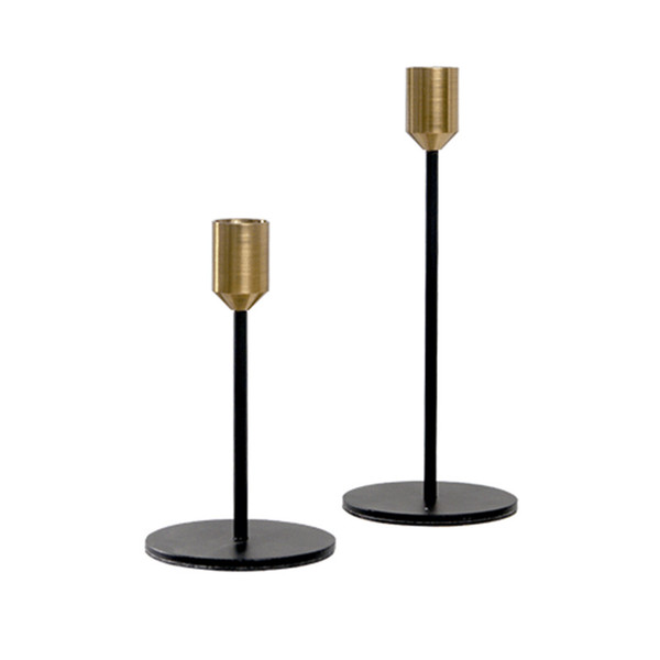 Modern Style Gold With Black Metal Candle Holders Wedding Decoration Bar Party Home Decor Candlestick Holder