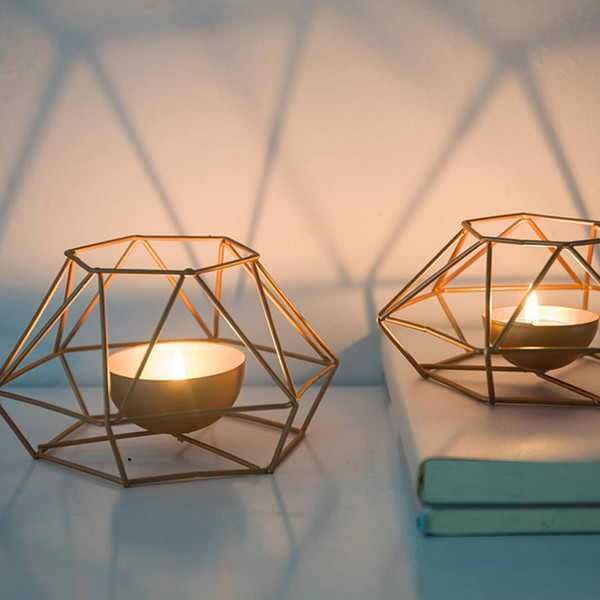 European Style Geometry Iron Candle Holders Wedding Party Decoration Centerpieces Home Decor