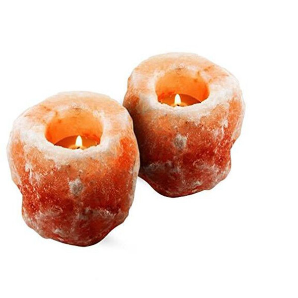 Hot Himalayan Natural Crystal Salt Rock 1 Hole Tealight Candle Holder Hand Carved Air Purifier free fast shipping