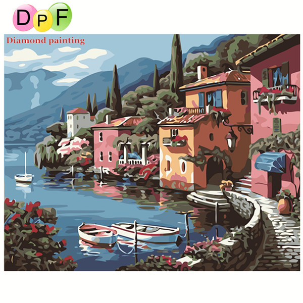 DPF Home harbor Frameless digital oil painting by numbers diy home decoration craft paint on canvas unique gift picture