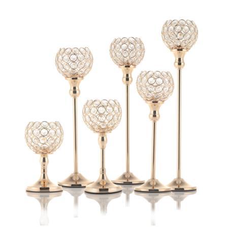 Gold Crystal Tealight Candle Holders Candlesticks Stand for Wedding Table Centerpieces Christmas Home Decoration,3 Sizes