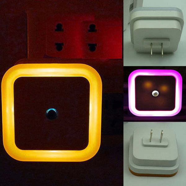 4 Shape 4 Color Mini LED 0.5W Night Light Control Auto Sensor Baby Bedroom Lamp Square Circle Heart AC 110V-250V LED Night Light for Baby