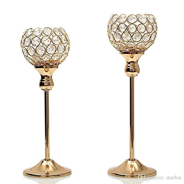 Gold Silver Crystal Candle Holders Coffee Table Hotel Mosaic Candlesticks Set Decoration For Thanksgiving Birthday Wedding Party WX9-318