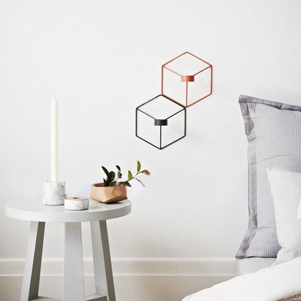 2018hotNordic Style 3D Geometric Candlestick Metal Wall Candle Holder Sconce Matching Small Tealight Home Ornaments Steel Minimalist AQI-481