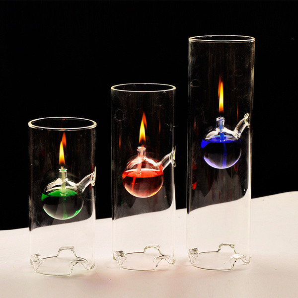 Fashion super beauty creative transparent glass cylinder oil lamp lotus leaf characteristics wedding gift instead of candlestick