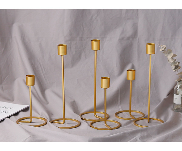 Gold Candle Holder Single Head Iron 3D Geometric Candlestick Romantic Table Decor Creative Home Wedding Decoration