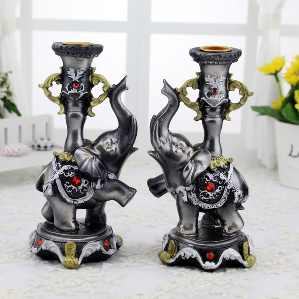 Personality Elephant Candlestick Retro Resin Candle Holder Durable Candlestick Home Decoration Party Souvenir Gifts 1 Piece ePacket