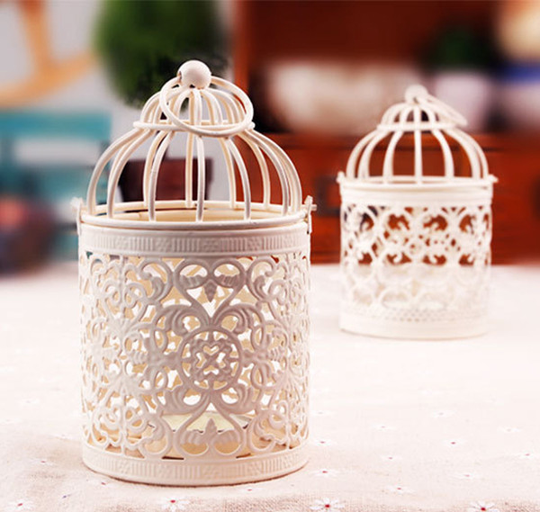 Decorative birdcage type candles holders 5 patterns metal hollow flower Candlestick home decoration Hanging Lantern Vintage Candlesticks