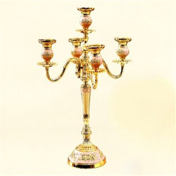 Candelabra Wedding Table Decor Gold Vintage European Style Candlestick Luxury Alloy Crafts Home Metal Furnishings Silver Carved Candlestick