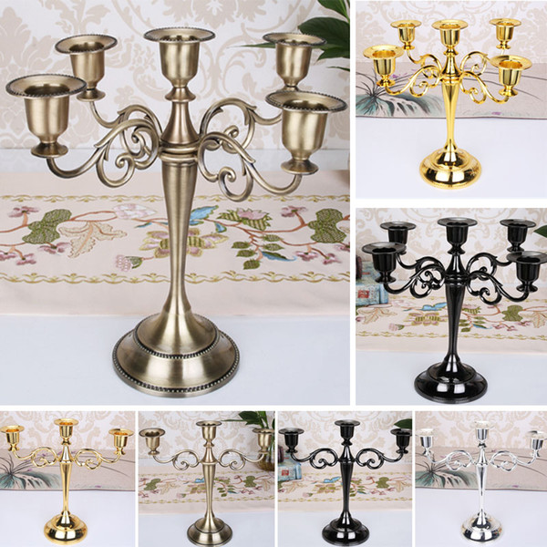 Metal Candle Holders For 5-arms / 3-arms Candle Stand Candlelight Dinner Candelabra Wedding Party Christmas Candlestick Decor Craft HH7-1565