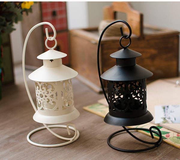 Iron Candle Holder Moroccan Candle Holder Vintage Wedding Decor Light Lantern Candle Stand Holder 2 Colors Home Decoration YFA280