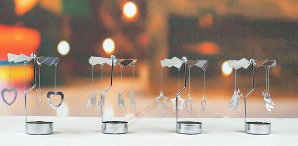 Creative Rotation Candlestick Stainless Steel Candle Holders Revolving Door Windmill Candleholder Candle Tea Light Holder Home Party Wedding