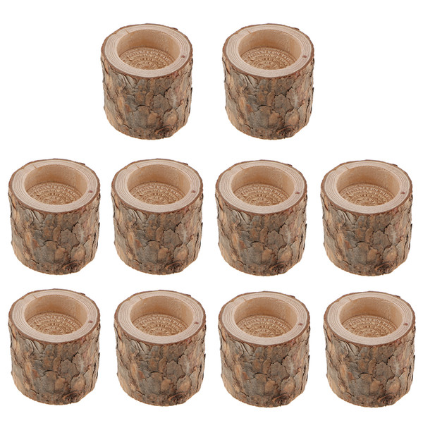 LOT 10PCS Natural Tree Stump Wooden Candle Holder Light for Romantic Candlelight Dinner Wedding Party Decoration