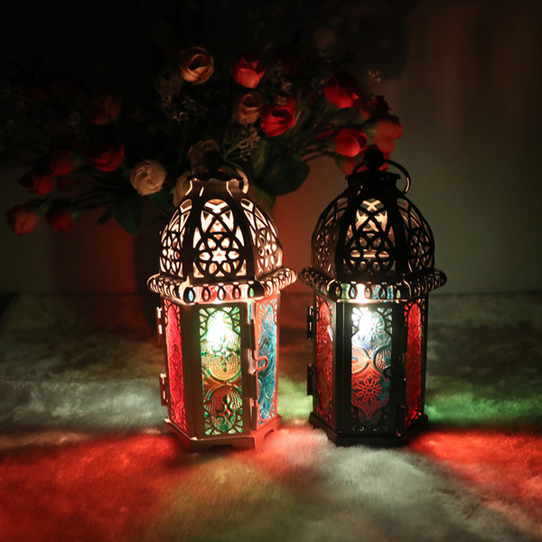 Vintage Moroccan Decor Lanterns Hollow Candlestick Candle Holder Windproof Lantern Candle Holders For Wedding Home household Decoration