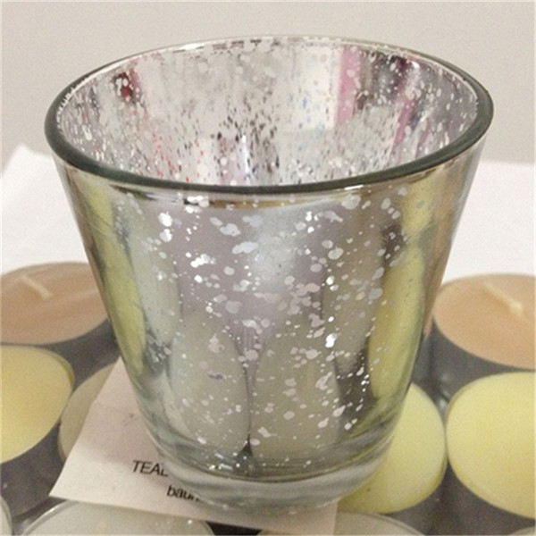 Supply Silver Plating Blowing Glass 85 Height Of 85 MM Diameter Straight Glass Hand Blown The Candle Cups Candle Votive Wedding Decoration S