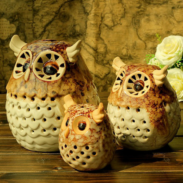 Creative retro candle lanterns Lovely Owl Candle Light Minimalist Ceramic candlelight Hollowing out stick home decoration