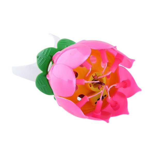 Hotsale Romantic Musical Lotus Flower Happy Birthday Party Gift Music Candle Lights Birthday Candle