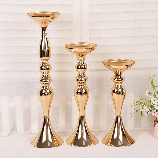 Wholesales Height 32/38/ 50cm Wedding Candle Holder Romantic Standing Wedding Candlestick Wedding Flower Stands Silver Candelabra