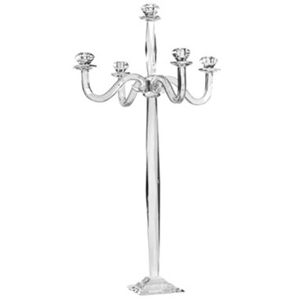 new 5 arms clear glass crystal candle holders candelabra wedding centerpieces