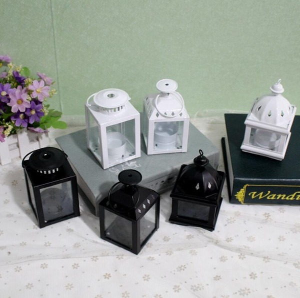 White Black Metal candle holders small Iron lantern wedding candelabra candelabra lanterns candle lantern modern home decoration